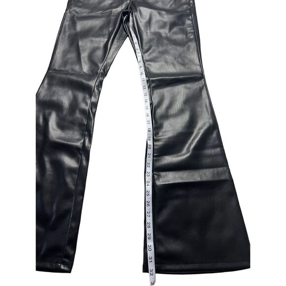 Mother Women's Black The Weekender Mid Rise Faux Leather Flare Pants Size 32 NWT - Picture 3 of 7